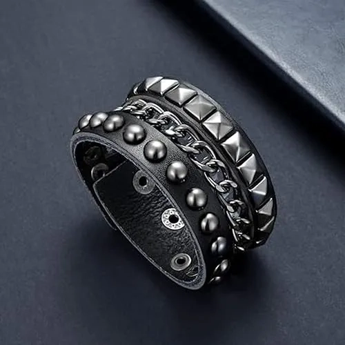 PACK 3 PULSERAS PUNK ROCK GOTICAS CON PUAS - 4
