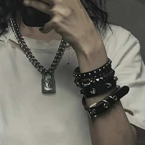 PACK 3 PULSERAS PUNK ROCK GOTICAS CON PUAS - 5