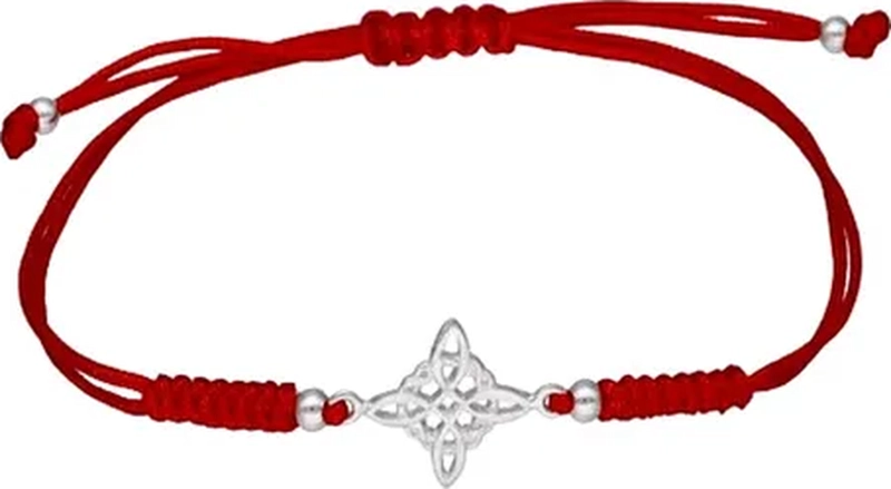 PULSERA HILO ROJO NUDO BRUJAS PLATA FINA - 1