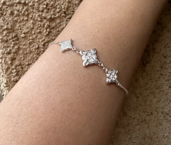 PULSERA TRIPLE NUDO BRUJAS PLATA FINA PROTECCION - 2