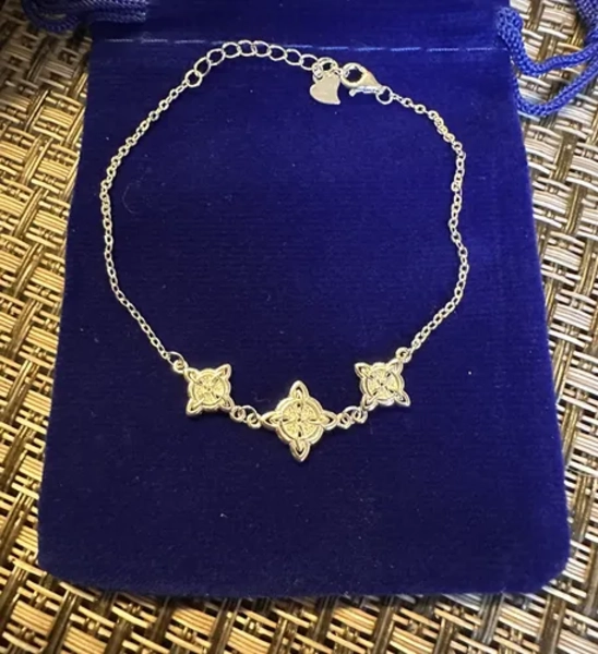 PULSERA TRIPLE NUDO BRUJAS PLATA FINA PROTECCION - 4
