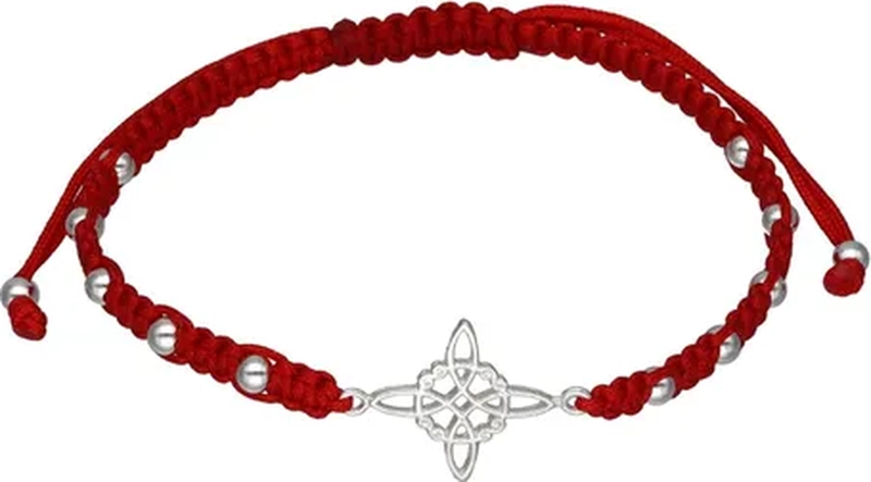 PULSERA HILO ROJO NUDO BRUJAS PLATA FINA - 1