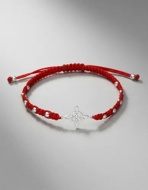 PULSERA HILO ROJO NUDO BRUJAS PLATA FINA - 3