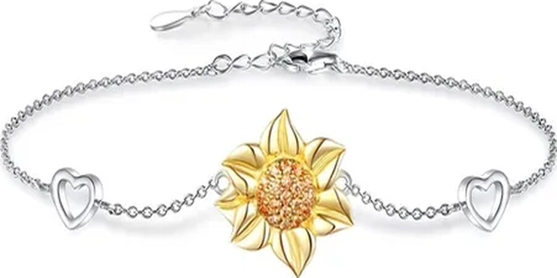 PULSERA PLATA 925 GIRASOL CORAZON BRAZALETE PLATEADO - 7
