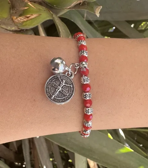 PULSERA SAN BENITO CRISTALES ROJOS PROTECCION - 3