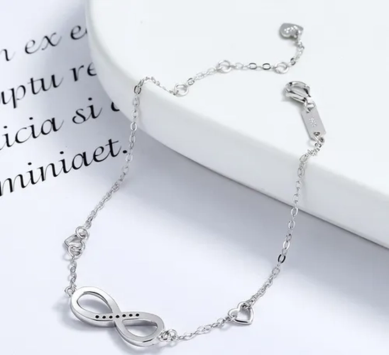 PULSERA AMOR INFINITO PLATA 925 CON CORAZONES - 2