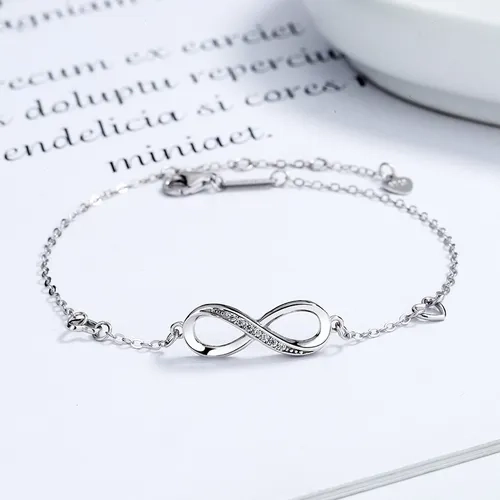 PULSERA AMOR INFINITO PLATA 925 CON CORAZONES - 5