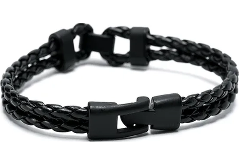 PULSERA CUERO NEGRO HOMBRE JUVENIL 18.7CM - 1