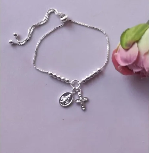 PULSERA PLATA DENARIO AJUSTABLE RELIGIOSO - 1