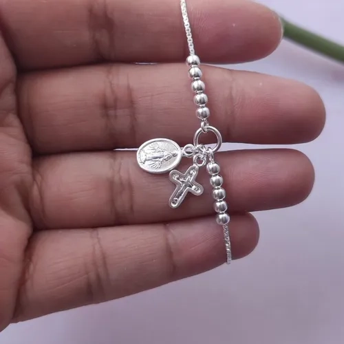 PULSERA PLATA DENARIO AJUSTABLE RELIGIOSO - 2
