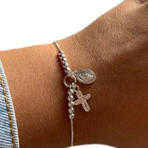 PULSERA PLATA DENARIO AJUSTABLE RELIGIOSO - 3