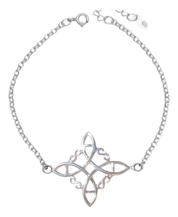PULSERA NUDO BRUJAS GRANDE PLATA FINA PROTECCION - 1
