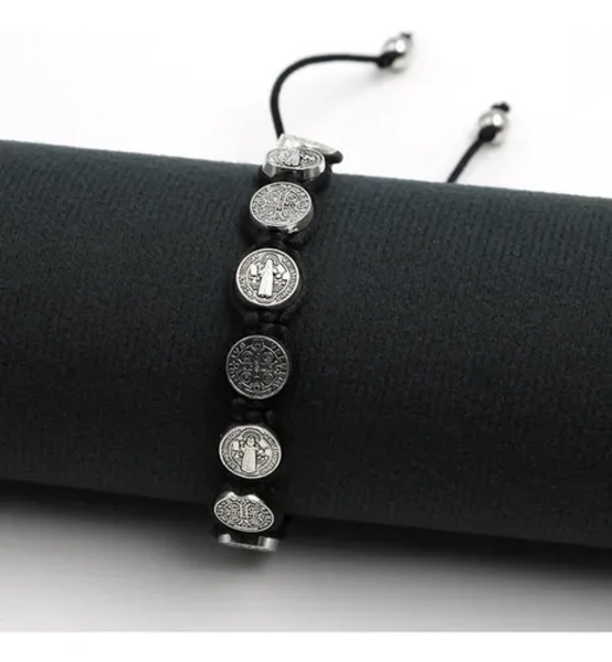 PULSERA HILO NEGRO SAN BENITO 10 MEDALLAS - 2