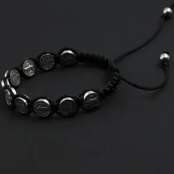 PULSERA HILO NEGRO SAN BENITO 10 MEDALLAS - 3
