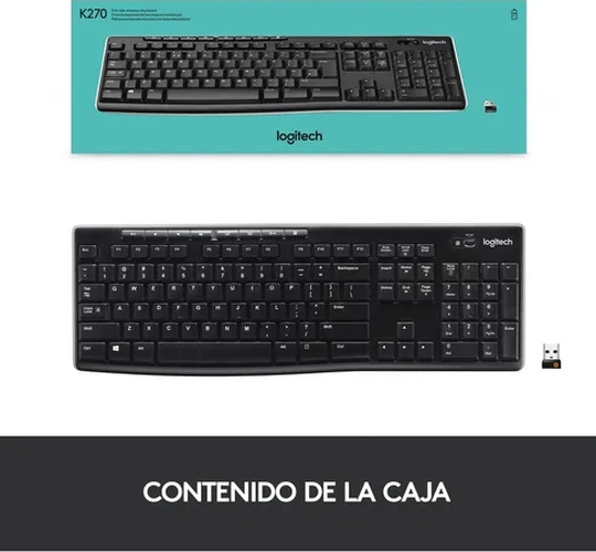 TECLADO INALAMBRICO LOGITECH K270 RECEPTOR 2.4GHZ NEGRO - 2