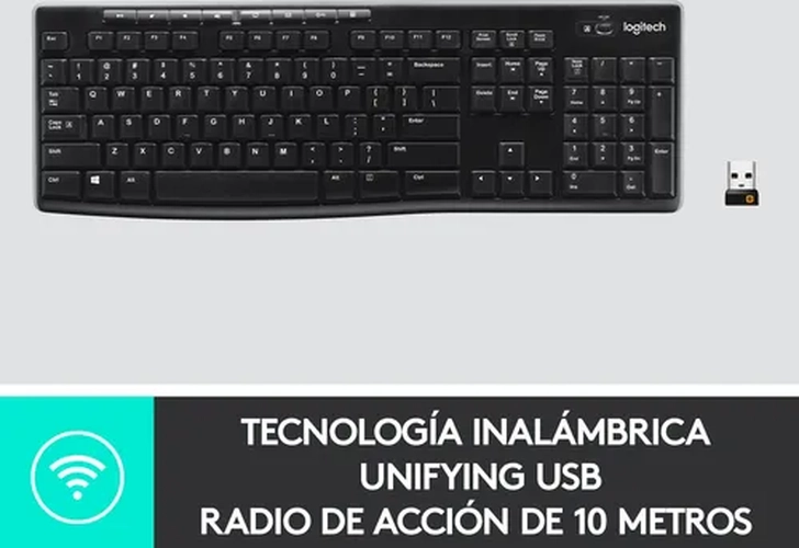 TECLADO INALAMBRICO LOGITECH K270 RECEPTOR 2.4GHZ NEGRO - 7