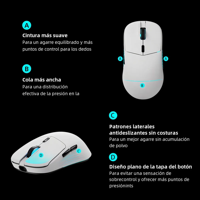 MOUSE THUNDEROBOT ML7 GAMER BLANCO RECARGABLE - 2