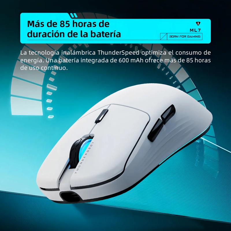 MOUSE THUNDEROBOT ML7 GAMER BLANCO RECARGABLE - 3