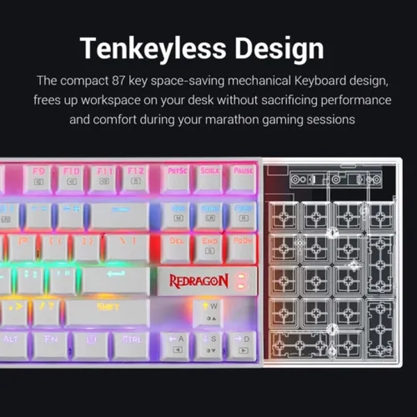 TECLADO REDRAGON KUMARA K552 RAINBOW SWITCH RED BLANCO - 4