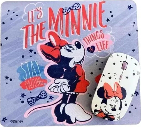 KIT MOUSE INALAMBRICO + PAD DISNEY MINNIE LILA - 1