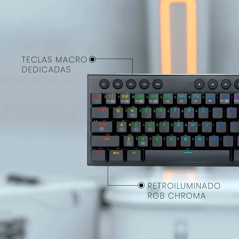 TECLADO REDRAGON HORUS MINI K632 PRO 60% WIRELESS NEGRO - 2