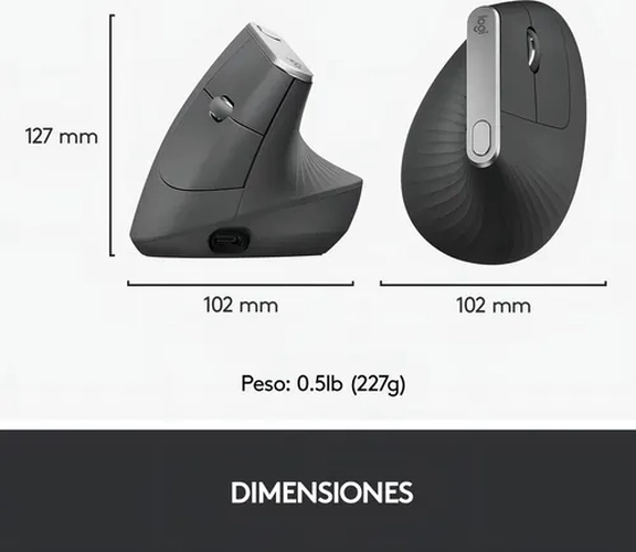 MOUSE LOGITECH MX VERTICAL ERGONOMICO GRAFITO - 4