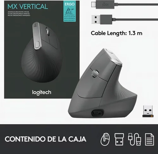 MOUSE LOGITECH MX VERTICAL ERGONOMICO GRAFITO - 5