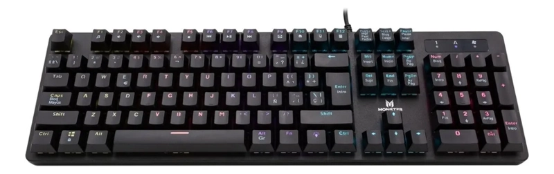TECLADO MECANICO GAMER MONSTER STRATEGY RGB NEGRO - 2