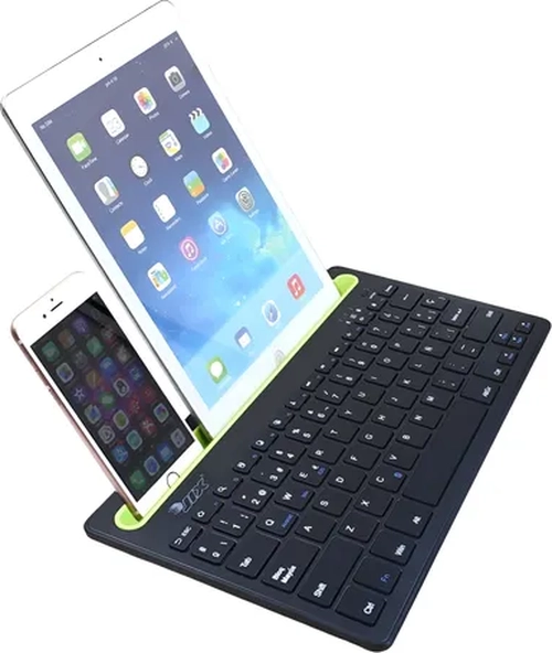 TECLADO RECARGABLE BLUETOOTH SOPORTE TABLET CELULAR - 4