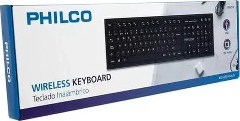 TECLADO INALAMBRICO PHILCO W601 2.4GHZ NEGRO - 2