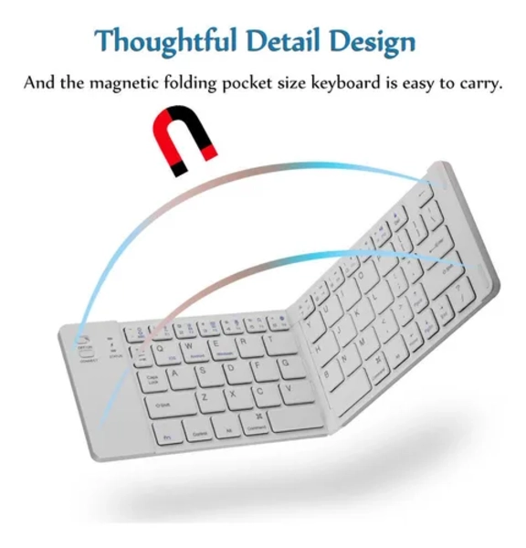 MINI TECLADO PLEGABLE PORTATIL BLUETOOTH BLANCO - 3