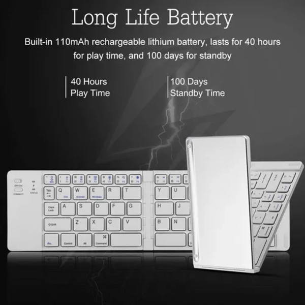 MINI TECLADO PLEGABLE PORTATIL BLUETOOTH BLANCO - 4