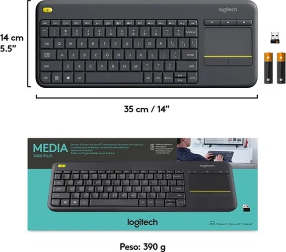 TECLADO LOGITECH K400 PLUS INALAMBRICO ESPAÑOL NEGRO - 2