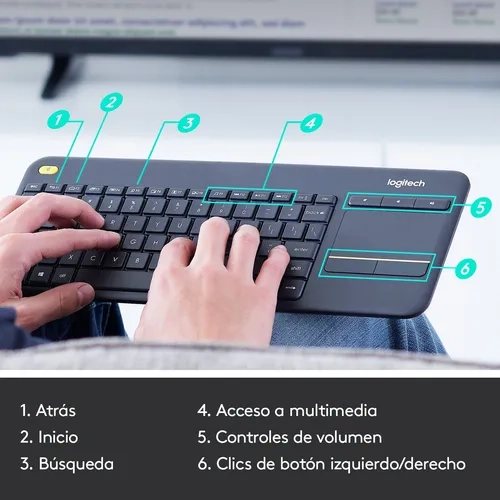 TECLADO LOGITECH K400 PLUS INALAMBRICO ESPAÑOL NEGRO - 4