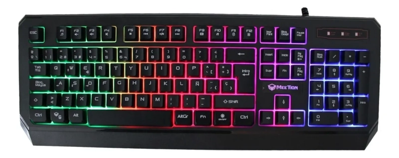 TECLADO GAMER IMPERMEABLE RETROILUMINADO ESPAÑOL NEGRO - 1