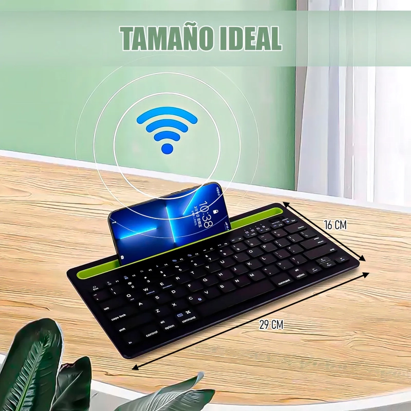 TECLADO ARCASHOPPING BLUETOOTH RECARGABLE PORTATIL NEGRO - 2
