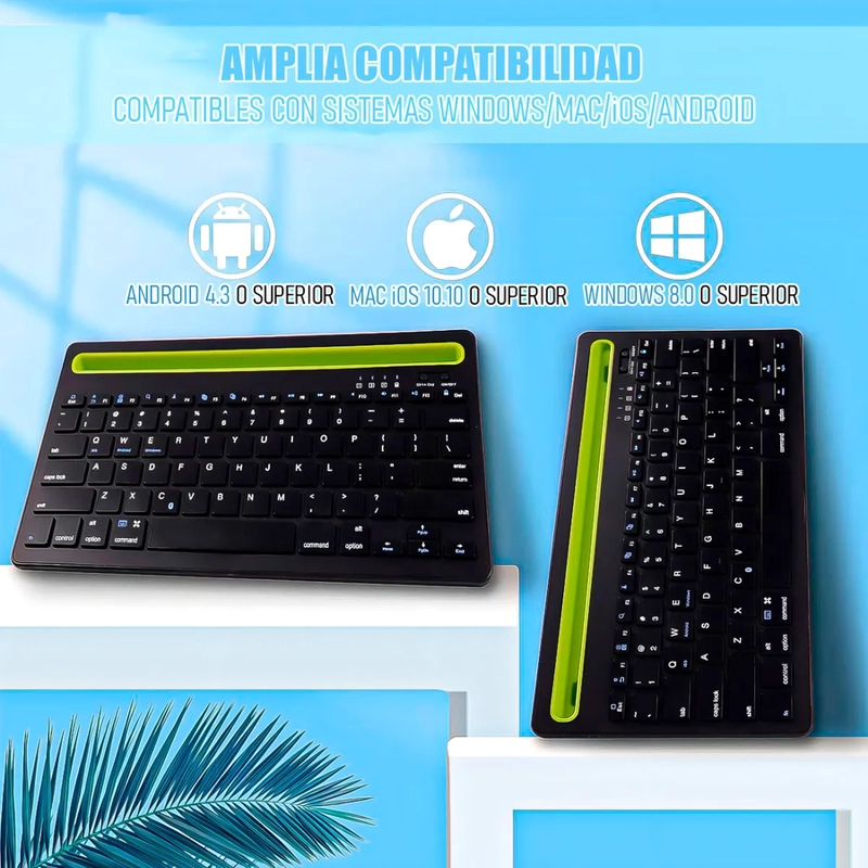 TECLADO ARCASHOPPING BLUETOOTH RECARGABLE PORTATIL NEGRO - 4