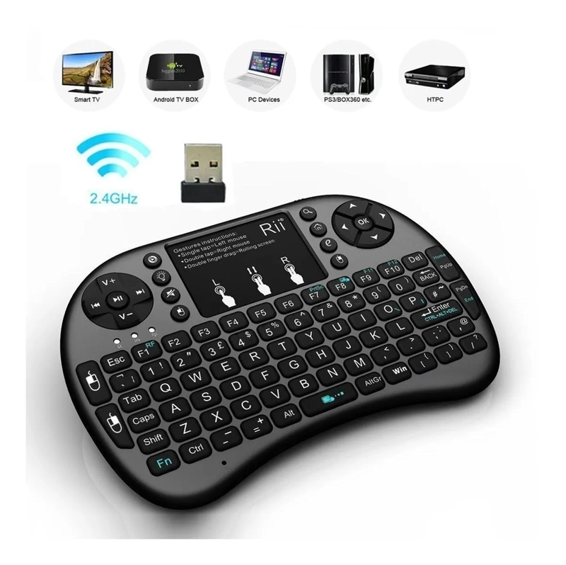MINI TECLADO INALAMBRICO TOUCHPAD SMART TV PC NEGRO - 4
