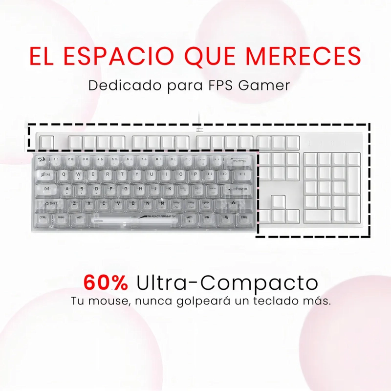 TECLADO REDRAGON FIZZ RGB K617CT TRANSPARENTE INGLE S - 4