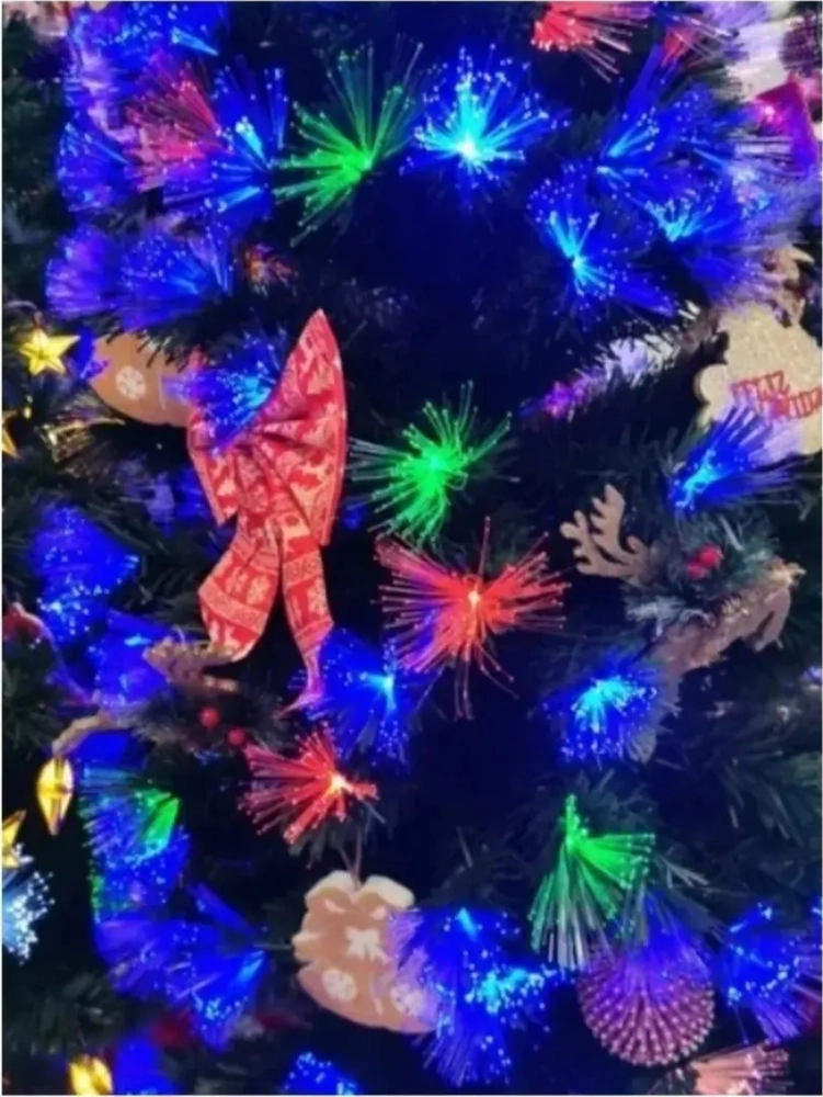 ARBOLES NAVIDAD CON LUZ LED FIBRA OPTICA 210CM CON ESTRELLA VERDE - 1