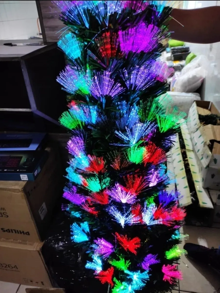 ARBOLES NAVIDAD CON LUZ LED FIBRA OPTICA 210CM CON ESTRELLA VERDE - 2