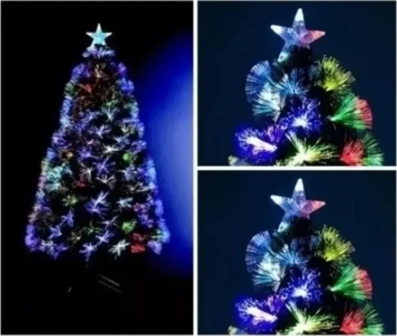 ARBOLES NAVIDAD CON LUZ LED FIBRA OPTICA 210CM CON ESTRELLA VERDE - 3