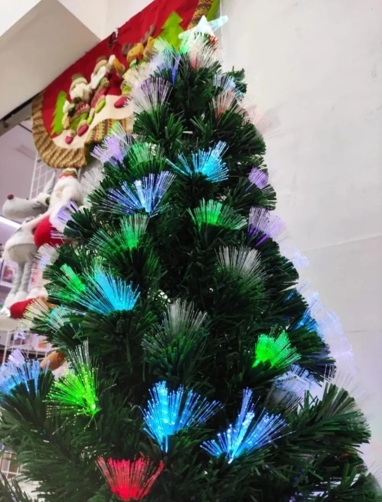 ARBOLES NAVIDAD CON LUZ LED FIBRA OPTICA 210CM CON ESTRELLA VERDE - 4