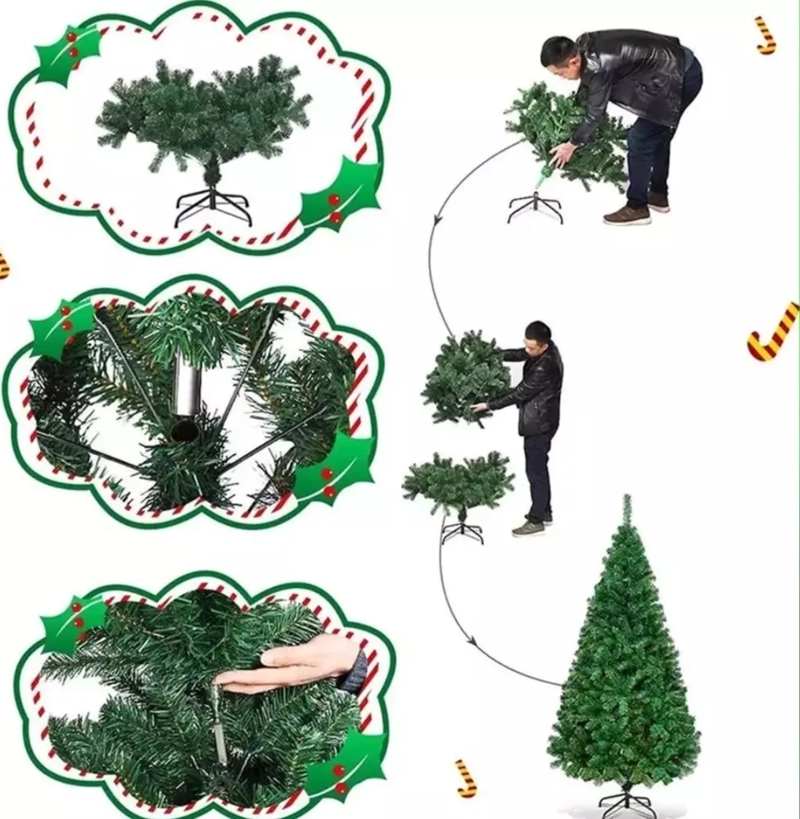ARBOL DE NAVIDAD FRONDOSOS CON PATA METALICA VERDE - 1