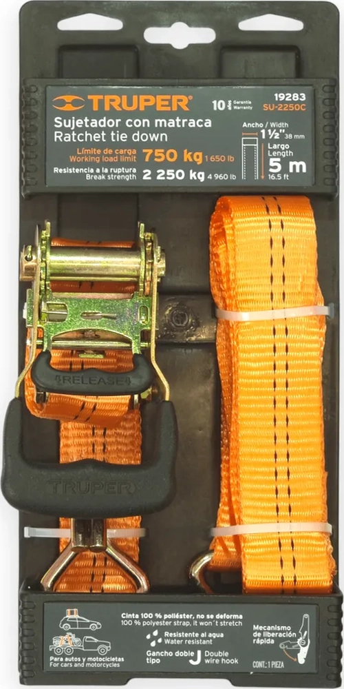 ESLINGA DE AMARRE PARA 2250 KG TRUPER NARANJA VARIANTE - 2
