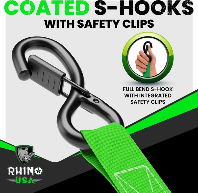 PACK X 4 CORREAS DE AMARRE 2,5 CM X 457 CM RHINO USA VERDE - 3