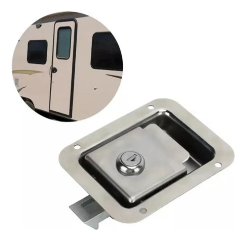 CHAPA CON LLAVE ACERO INOX CARRO DE ARRASTRE CASA RODANTE PLATEADO - 1