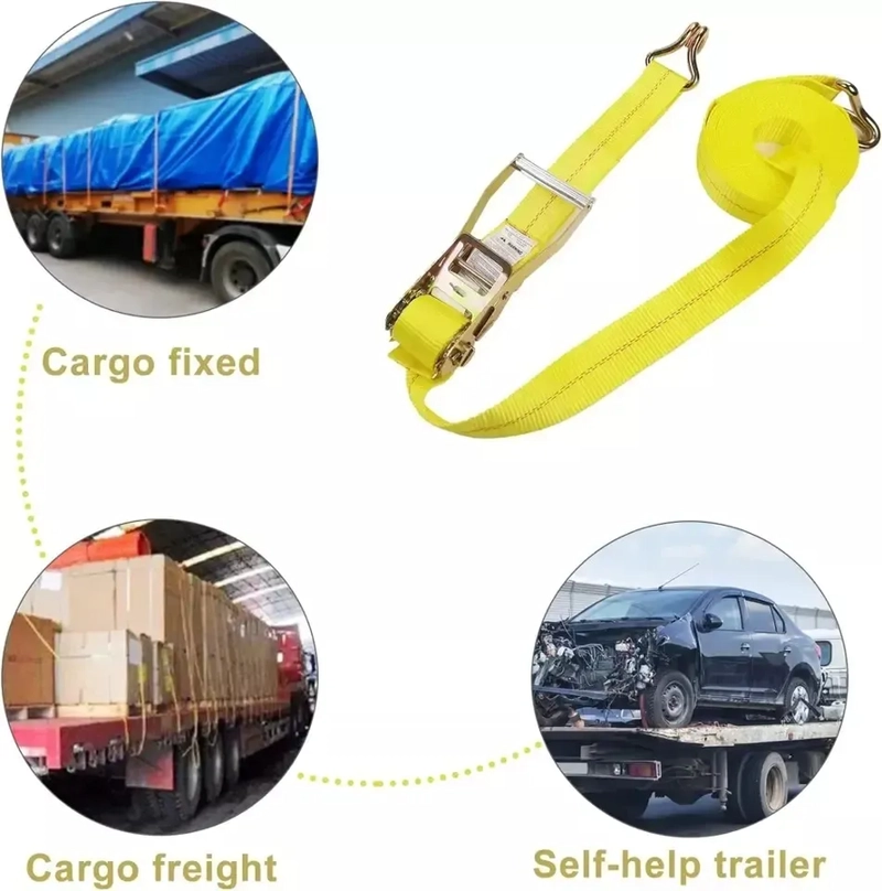 ESLINGA DE AMARRE 9MTS RATCHET LIMITE DE CARGA 5000 KG AMARILLO - 2
