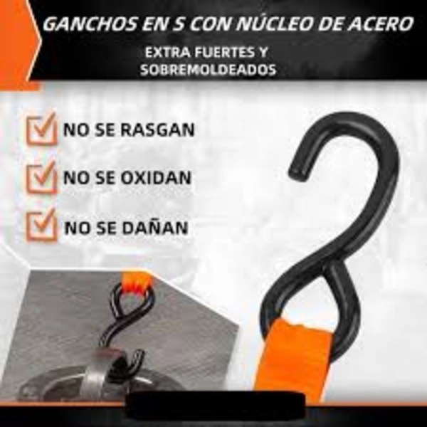 SET JUEGO ESLINGAS CINTA CORREAS DE AMARRE 4 PIEZAS - 2
