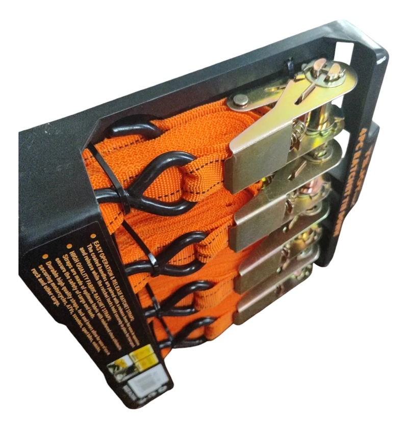 SET JUEGO ESLINGAS CINTA CORREAS DE AMARRE 4 PIEZAS NARANJA - 1